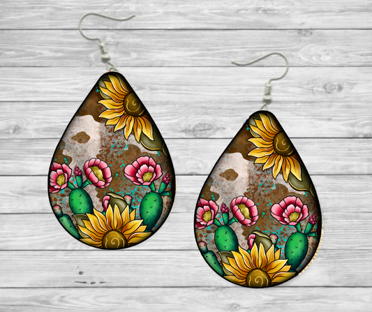 “Western Floral” Teardrop Earrings